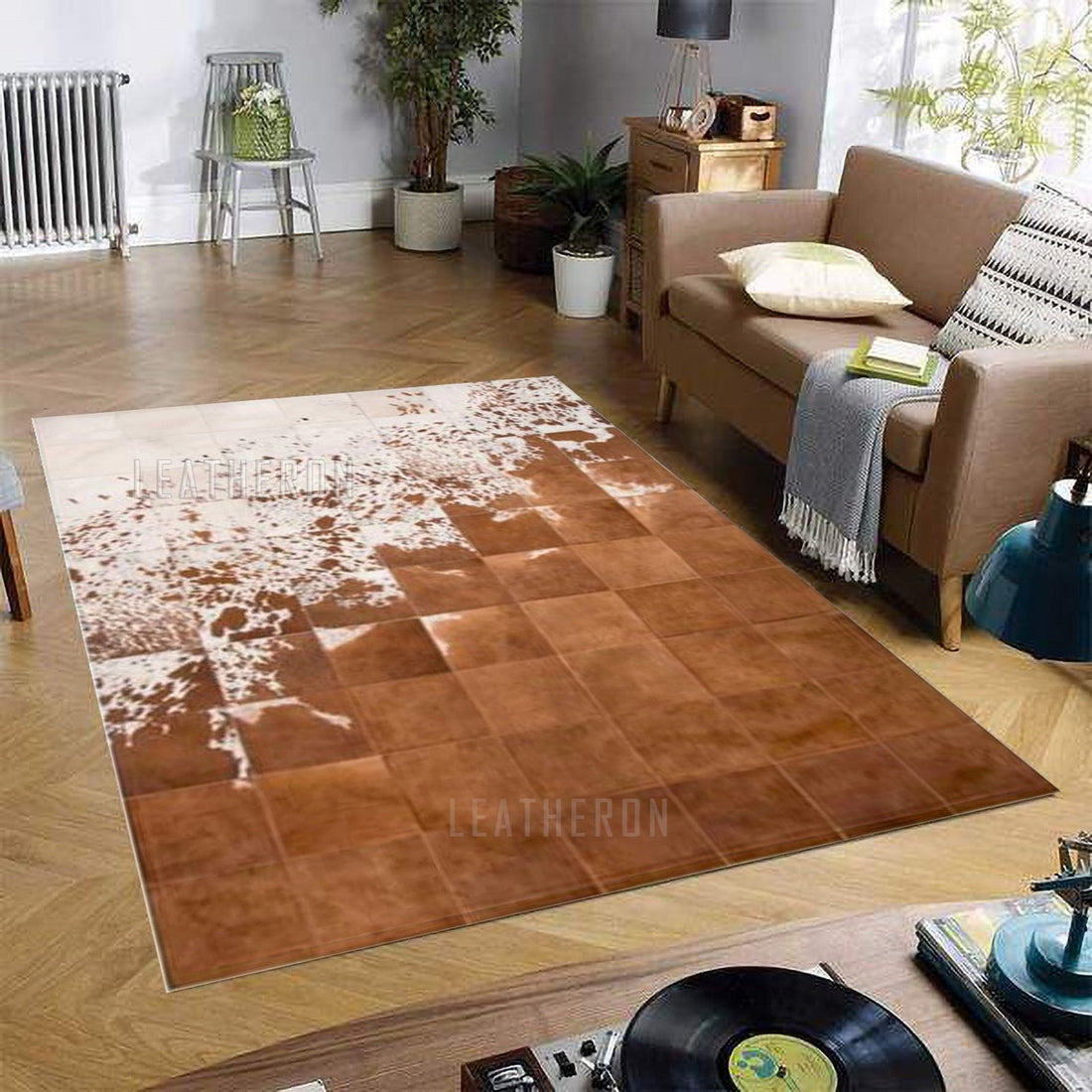 HANDMADE 100% Natural COWHIDE RUG | Patchwork Cowhide Area Rug | Real Cowhide Hallway Runner | Hair on Leather Cowhide Carpet | PR13B
