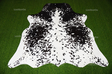 Black White XLARGE (5.7 X 6 ft.) Exact As Photo Cowhide Rug | 100% Natural Cowhide Area Rug | Real Hair-on Leather Cowhide Rug | C839