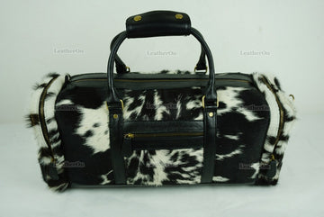 Cowhide Duffel Bag | Natural Cow Skin Duffel Bag | Hair-On-Leather Travel Bag | Cowhide Luggage Bag | Handmade Duffel Bag | DB112