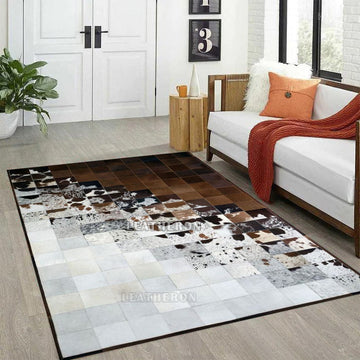 HANDMADE 100% Natural COWHIDE RUG | Patchwork Cowhide Area Rug | Real Cowhide Hallway Runner | Hair on Leather Cowhide Carpet | PR198