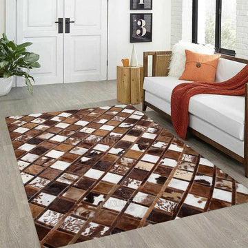 HANDMADE 100% Natural COWHIDE RUG | Patchwork Cowhide Area Rug | Real Cowhide Hallway Runner | Hair on Leather Cowhide Carpet | PR199