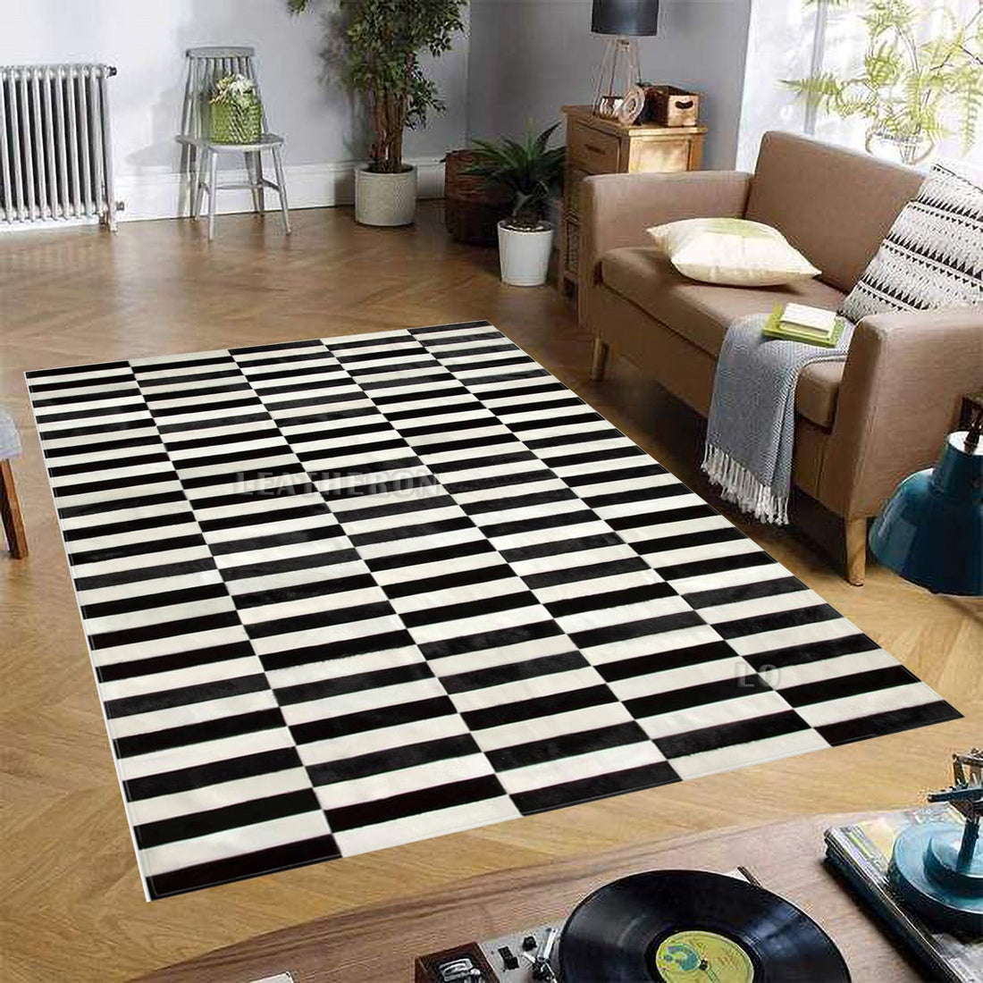 HANDMADE 100% Natural COWHIDE RUG | Patchwork Cowhide Area Rug | Real Cowhide Hallway Runner | Hair on Leather Cowhide Carpet | PR203