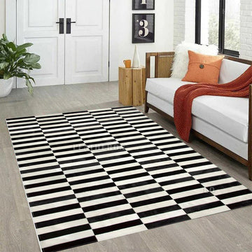 HANDMADE 100% Natural COWHIDE RUG | Patchwork Cowhide Area Rug | Real Cowhide Hallway Runner | Hair on Leather Cowhide Carpet | PR203