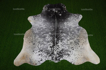 Gray White Cowhide (5 X 5 ft.) Medium Size Exact As Photo Cowhide RUG | 100% Natural Cowhide Rug | Real Hair-on Cowhide Leather Rug | C868