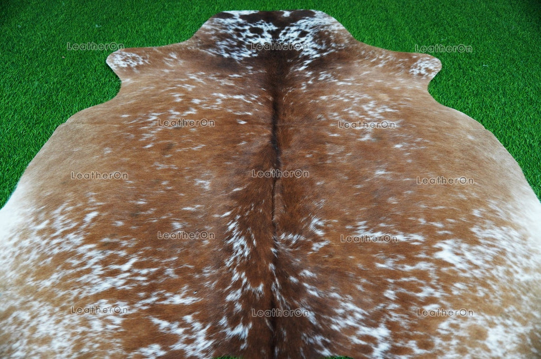 Tricolor Small (4.6 X 4.6 ft.) Exact As Photo Cowhide Rug | 100% Natural Cowhide Area Rug | Real Hair-on Leather Cowhide Rug | C872