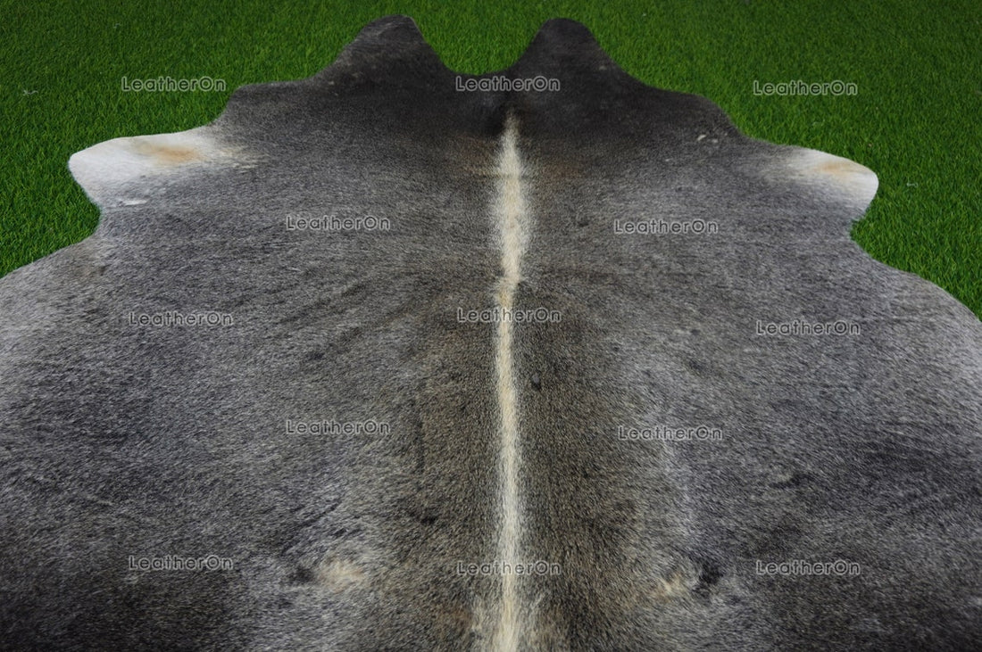 Gray White Cowhide (5 X 4.9 ft.) Medium Size Exact As Photo Cowhide RUG | 100% Natural Cowhide Rug | Real Hair-on Cowhide Leather Rug | C874