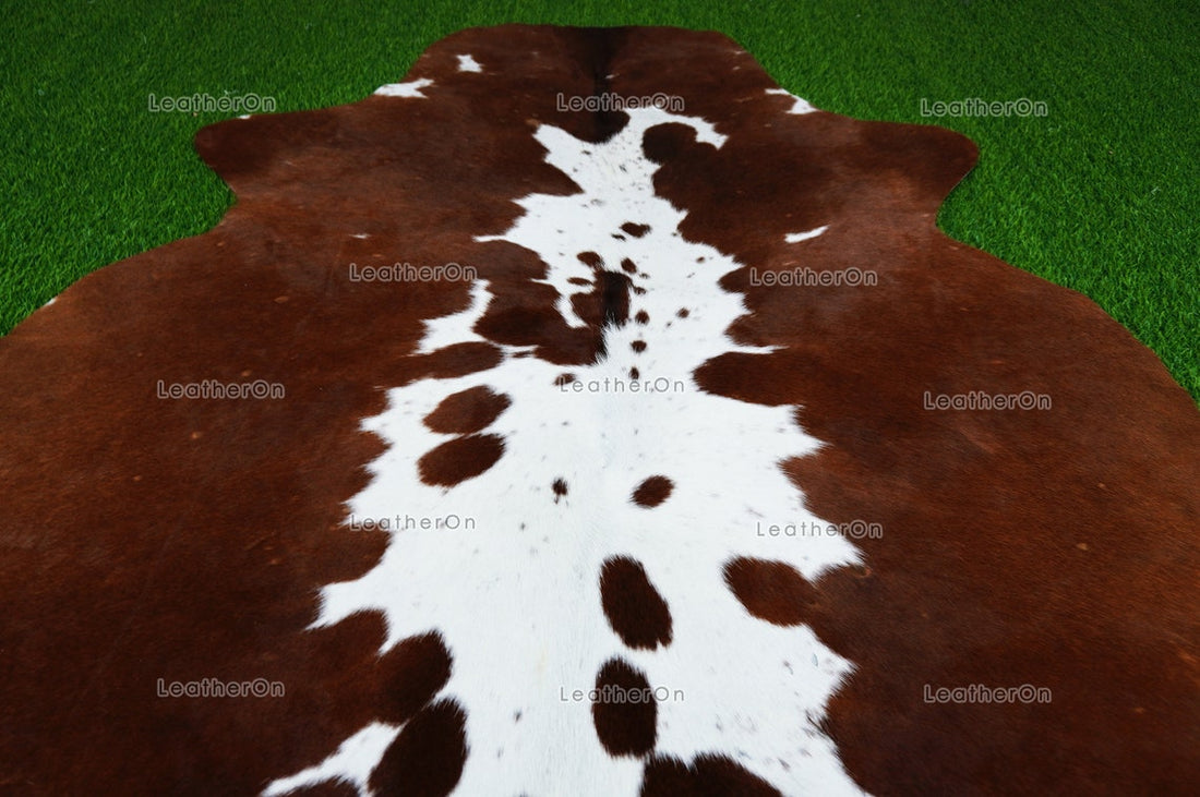 Brown White Cowhide (5 X 5 ft.) Exact As Photo Cowhide Rug | 100% Natural Cowhide Area Rug | Real Hair-on Leather Cowhide Rug | C875