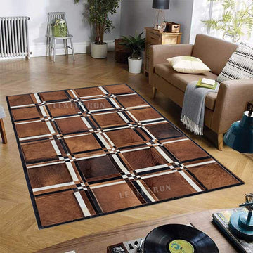HANDMADE 100% Natural COWHIDE RUG | Patchwork Cowhide Area Rug | Real Cowhide Hallway Runner | Hair on Leather Cowhide Carpet | PR197