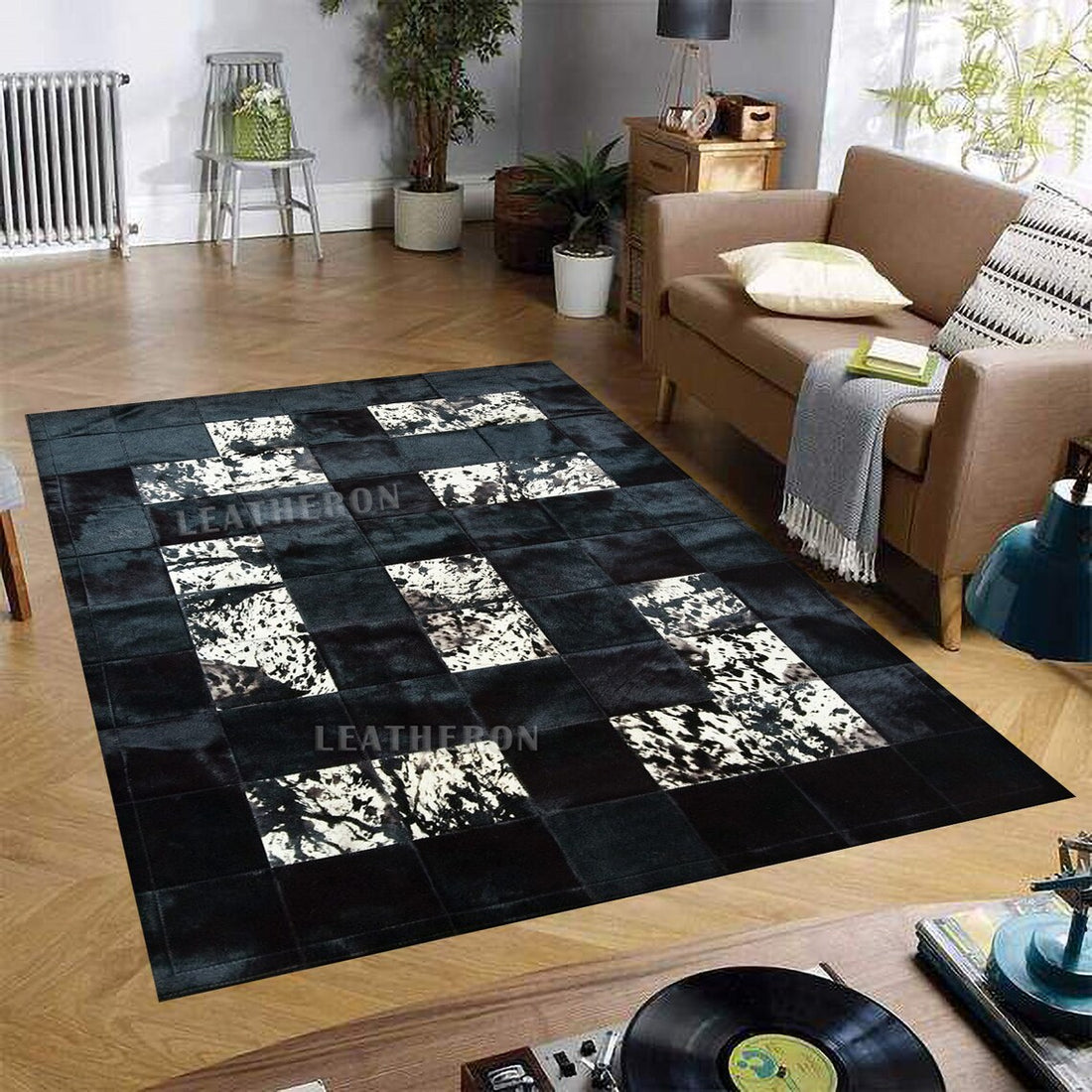 HANDMADE 100% Natural COWHIDE RUG | Patchwork Cowhide Area Rug | Real Cowhide Hallway Runner | Hair on Leather Cowhide Carpet | PR200