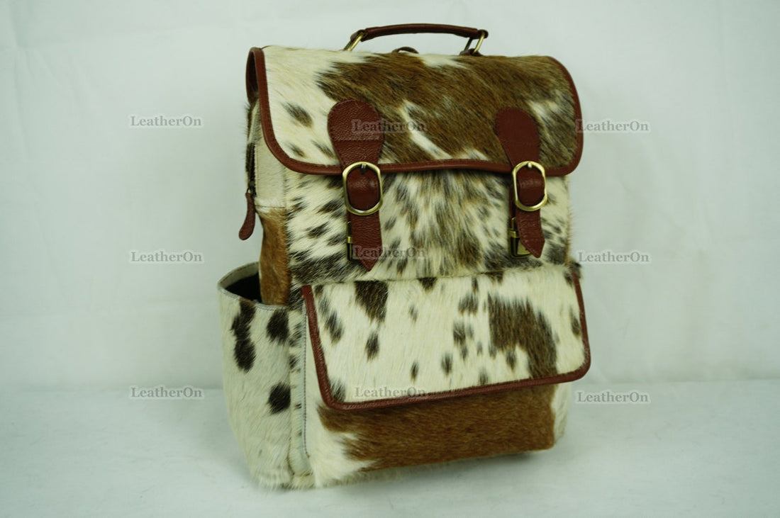 Cowhide Backpack | Real Hair On Cowhide Leather Backpack | Cowhide Diaper Bag | Cowhide School Bag | Cowhide Backpack with Key Lock | BP105