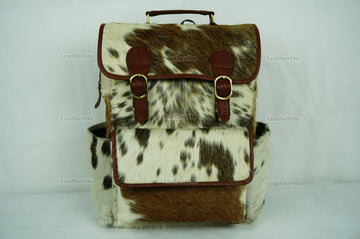 Cowhide Backpack | Real Hair On Cowhide Leather Backpack | Cowhide Diaper Bag | Cowhide School Bag | Cowhide Backpack with Key Lock | BP105