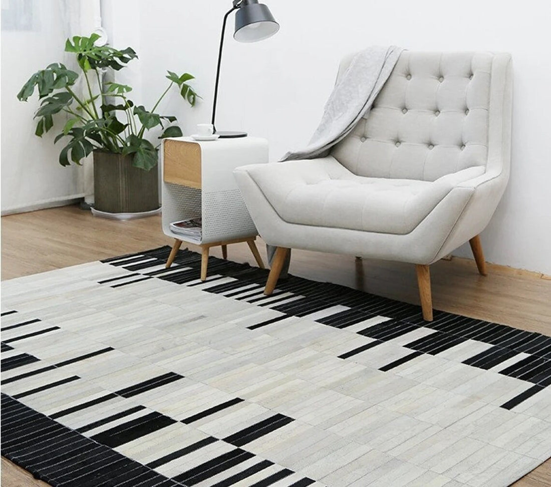 HANDMADE 100% Natural COWHIDE RUG | Patchwork Cowhide Area Rug | Real Cowhide Hallway Runner | Hair on Leather Cowhide Carpet | PR202