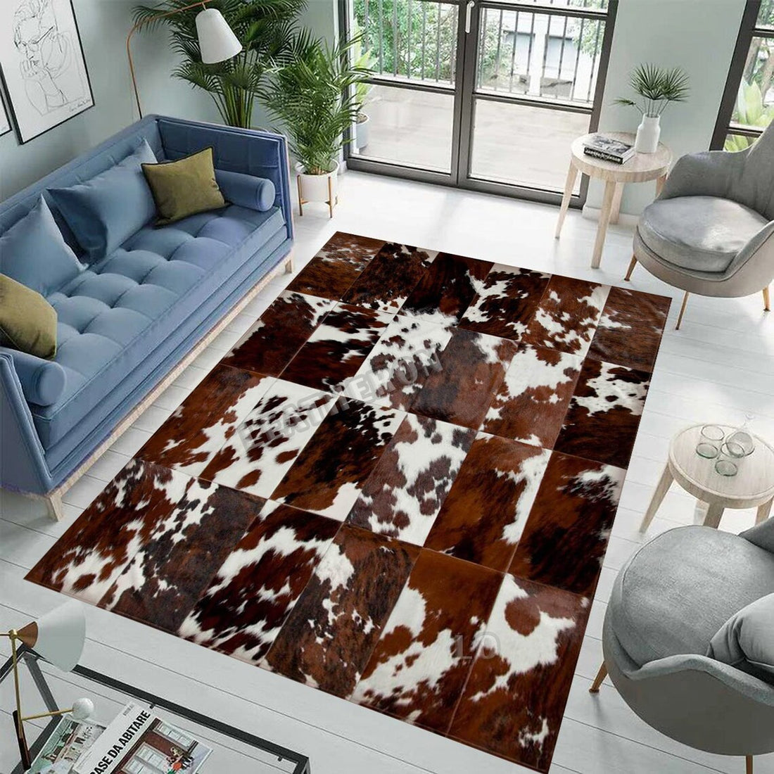 HANDMADE 100% Natural COWHIDE RUG | Patchwork Cowhide Area Rug | Real Cowhide Hallway Runner | Hair on Leather Cowhide Carpet | PR204