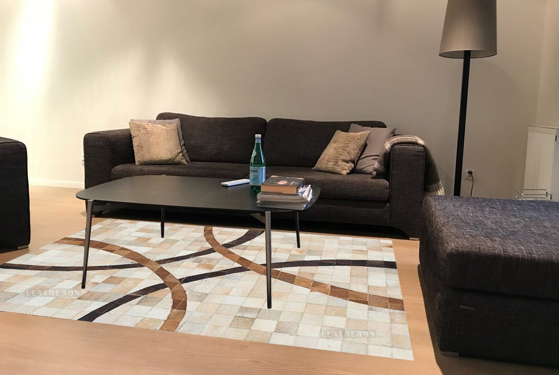 HANDMADE 100% Natural COWHIDE RUG | Patchwork Cowhide Area Rug | Real Cowhide Hallway Runner | Hair on Leather Cowhide Carpet | PR207