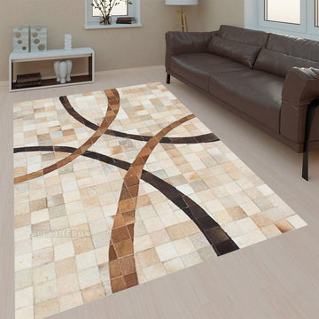 HANDMADE 100% Natural COWHIDE RUG | Patchwork Cowhide Area Rug | Real Cowhide Hallway Runner | Hair on Leather Cowhide Carpet | PR207