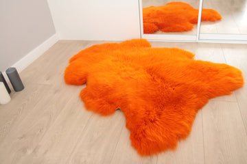 Genuine Australian Orange SHEEPSKIN Rug ( 3 x 2 ft. approx. ) 100% Natural Real Sheepskin Fur Area Rug