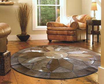 100% Natural Cowhide Patchwork Rug, Hand-Tanned and Hand-Stitched| Hair on Carpet With Leather Braided Work | PR102