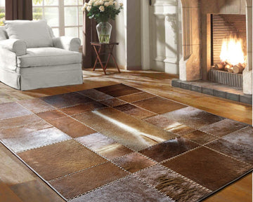 HANDMADE 100% Natural COWHIDE RUG | Patchwork Cowhide Area Rug | Real Cowhide Hallway Runner | Hair on Leather Cowhide Carpet | PR21