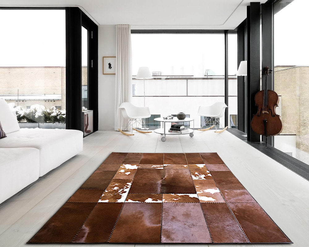 HANDMADE 100% Natural COWHIDE RUG | Patchwork Cowhide Area Rug | Real Cowhide Hallway Runner | Hair on Leather Cowhide Carpet | PR21