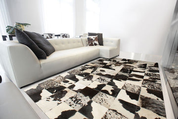 HANDMADE 100% Natural COWHIDE RUG | Patchwork Cowhide Area Rug | Real Cowhide Hallway Runner | Hair on Leather Cowhide Carpet | PR45