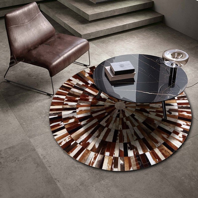 HANDMADE 100% Natural COWHIDE RUG | Patchwork Cowhide Area Rug | Hair on Leather Cowhide Carpet | PR94