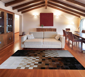 HANDMADE 100% Natural COWHIDE RUG | Patchwork Cowhide Area Rug | Real Cowhide Hallway Runner | Hair on Leather Cowhide Carpet | PR48