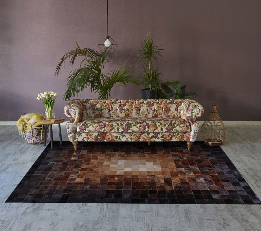 Vintage Classic Ombre Style HANDMADE Natural COWHIDE Patchwork RUG | Real Cowhide Hallway Runner | Hair on Leather Carpet | PR190
