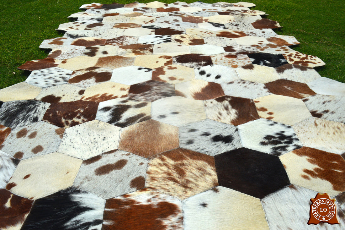 HANDMADE 100% Natural COWHIDE RUG | Patchwork Cowhide Area Rug | Real Cowhide Hallway Runner | Hair on Leather Cowhide Carpet | PR70
