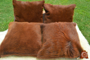 Double Sided Natural Cowhide Pillow Covers Cowhide Hair on Leather Cushion Cases | PLW 16