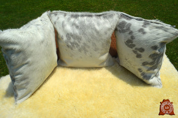 Double Sided Natural Cowhide Pillow Covers Real Hair on Cowhide Leather Cushion Covers | PLW140