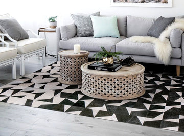 HANDMADE 100% Natural COWHIDE RUG | Patchwork Cowhide Area Rug | Real Cowhide Hallway Runner | Hair on Leather Cowhide Carpet | PR28