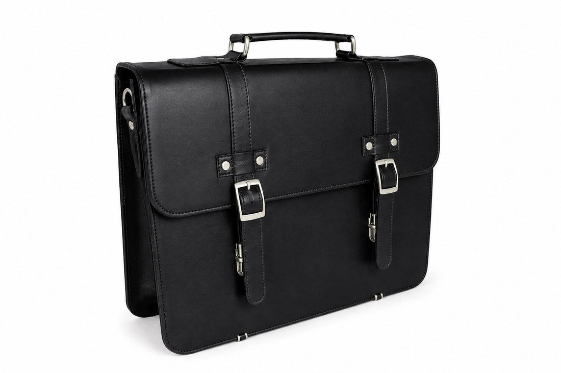 Handmade Full Grain Leather Briefcase – Unisex Real Cow Leather Laptop Office Bag with Detachable Shoulder Strap