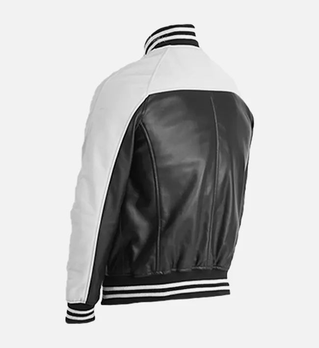 Men’s Sheepskin Leather Bomber Jacket – Multicolor with Ribbed Hemline and Iconic Detailing