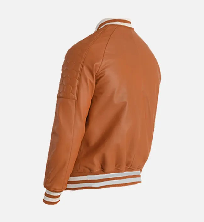 Men’s Sheepskin Plain Leather Varsity Biker Jacket