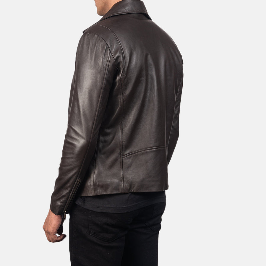 Men’s Sheepskin Leather Biker Jacket with Notch Collar
