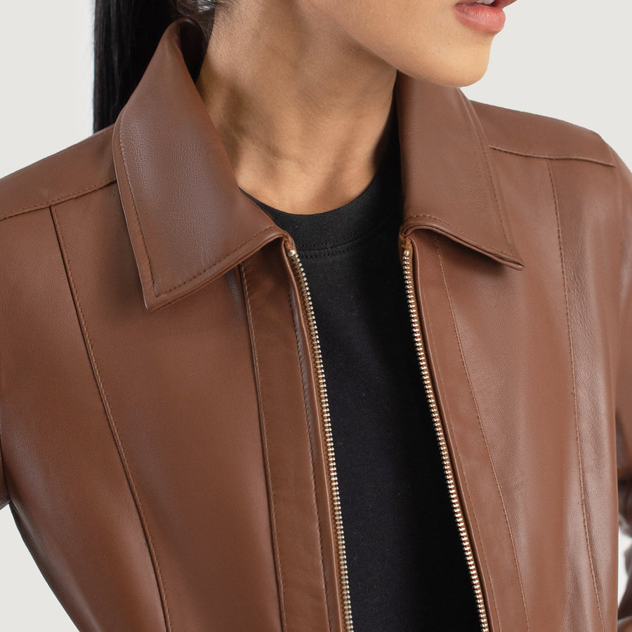Women’s Sheepskin Classic Collar Leather Jacket