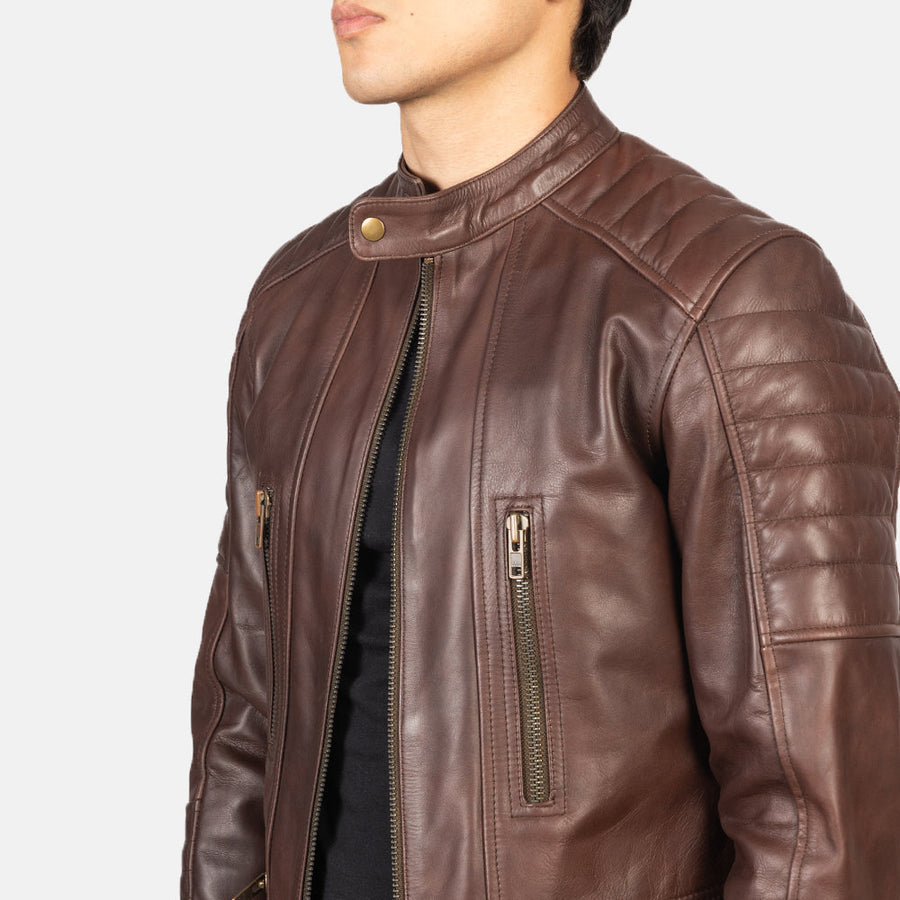 Men’s Black Semi-Aniline Cowhide Leather Rider Jacket