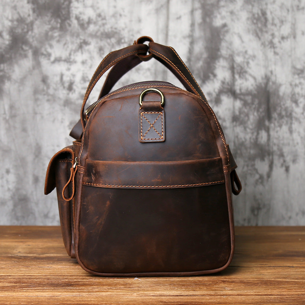 Crazy Horse Leather Duffle Bag – Genuine Leather Travel Weekender Bag for Men & Women