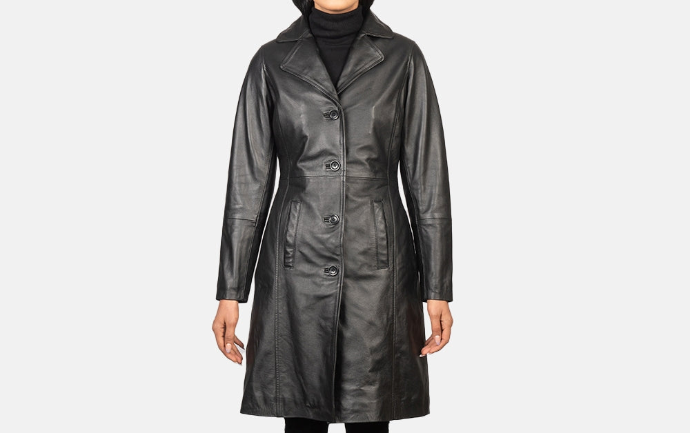 Women's Genuine Leather Long Coat - Leather Trench for Girls - Luxury Leather Duster Coat