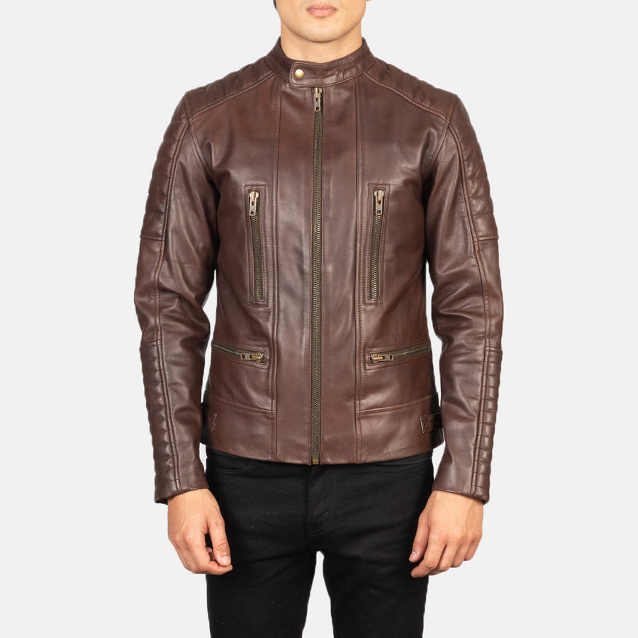 Men’s Black Semi-Aniline Cowhide Leather Rider Jacket