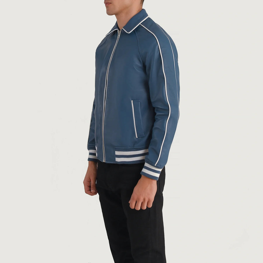 Men’s Semi-Aniline Sheepskin Leather Jacket with Raglan Sleeves