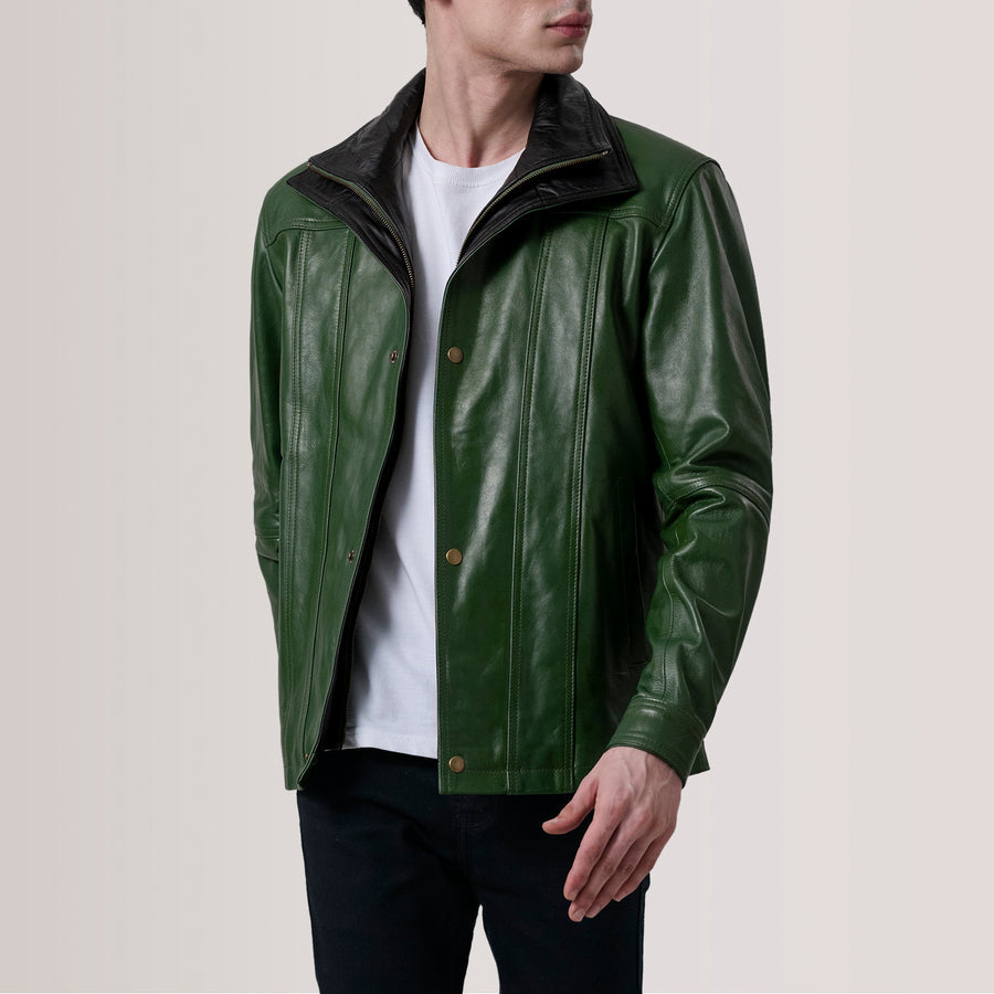 Classic Sheepskin Leather Jackets with Leather-Lined Shirt Collar