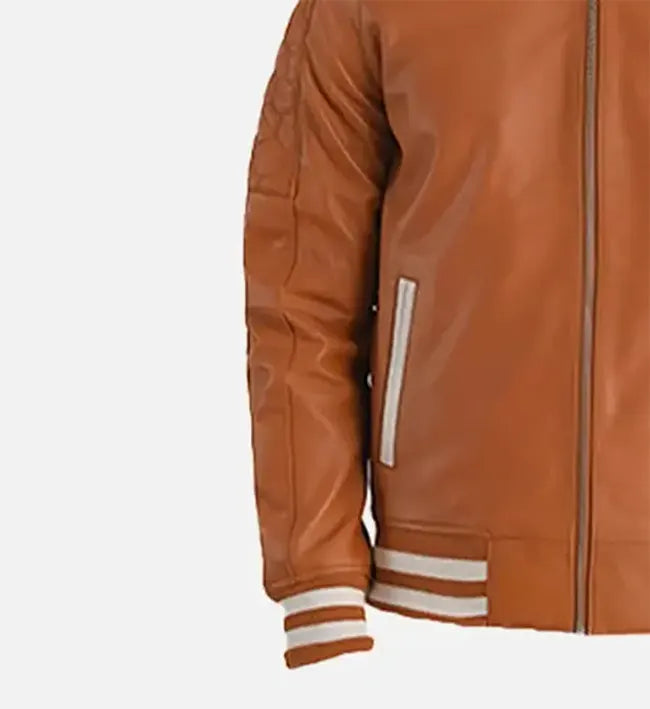 Men’s Sheepskin Plain Leather Varsity Biker Jacket