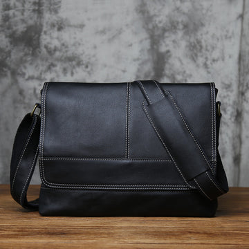 Crazy Horse Leather Laptop Messenger Bag – Crossbody Office & Business Bag