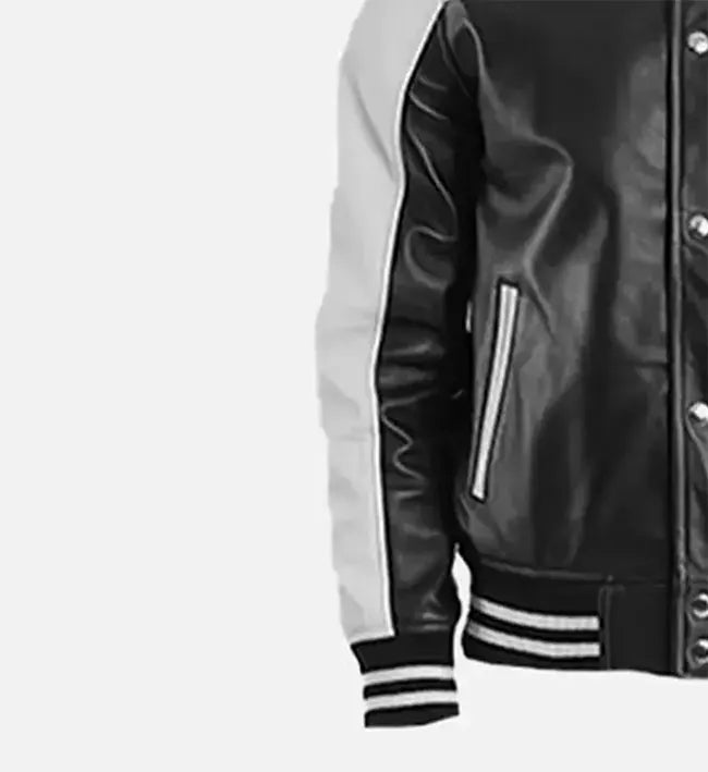 Men’s Sheepskin Leather Bomber Jacket – Multicolor with Ribbed Hemline and Iconic Detailing