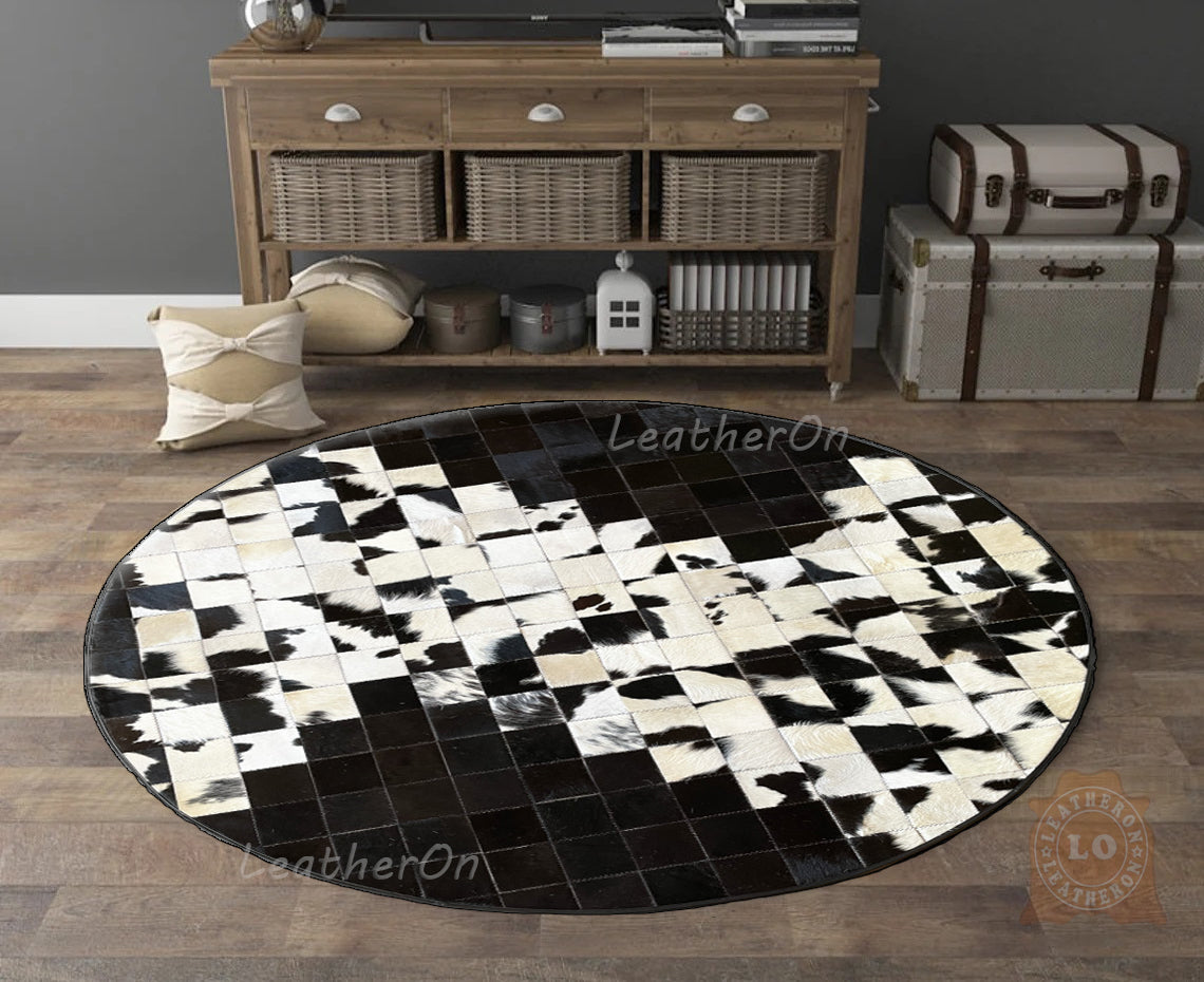 HANDMADE 100% Natural COWHIDE RUG | Patchwork Cowhide Area Rug | Hair on Leather Cowhide Carpet | PR302