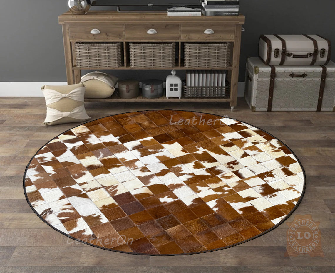 HANDMADE 100% Natural COWHIDE RUG | Patchwork Cowhide Area Rug | Hair on Leather Cowhide Carpet | PR302