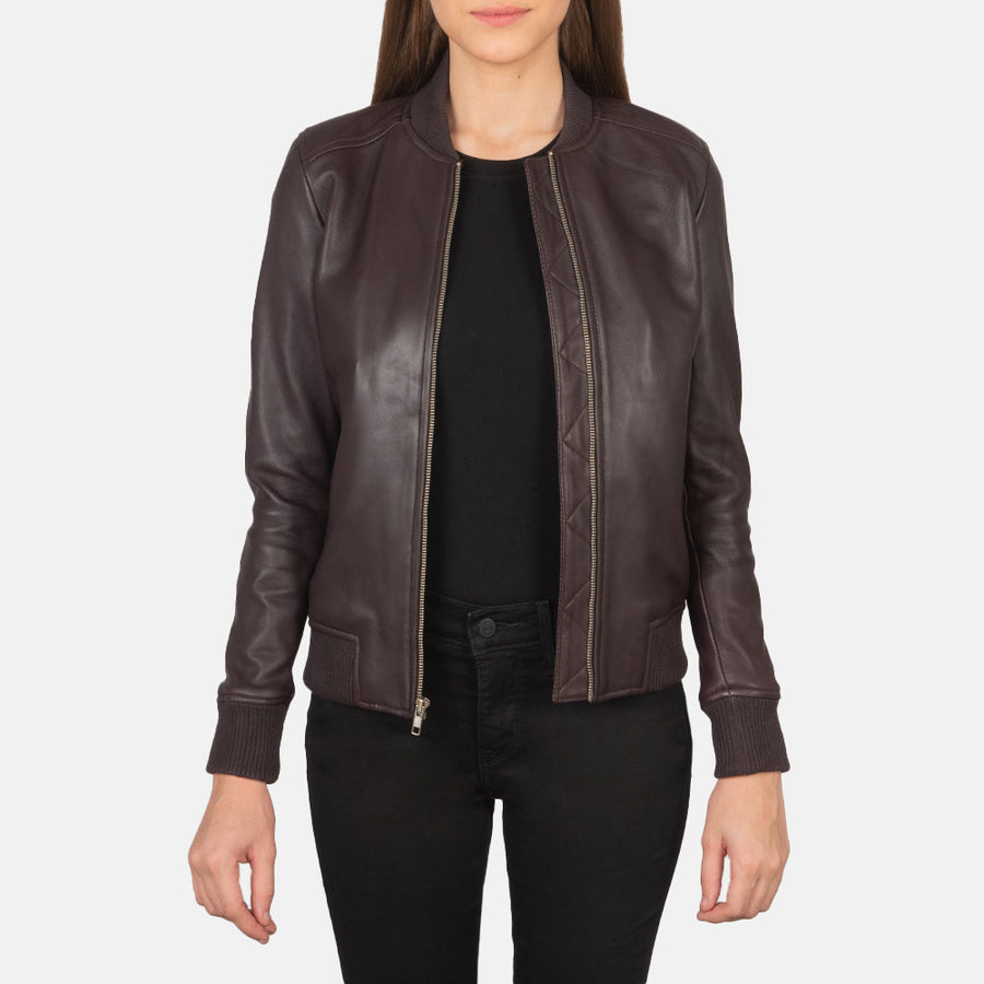 Sheepskin Genuine Leather Bomber Jacket For Women