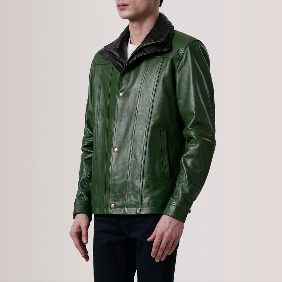 Classic Sheepskin Leather Jackets with Leather-Lined Shirt Collar