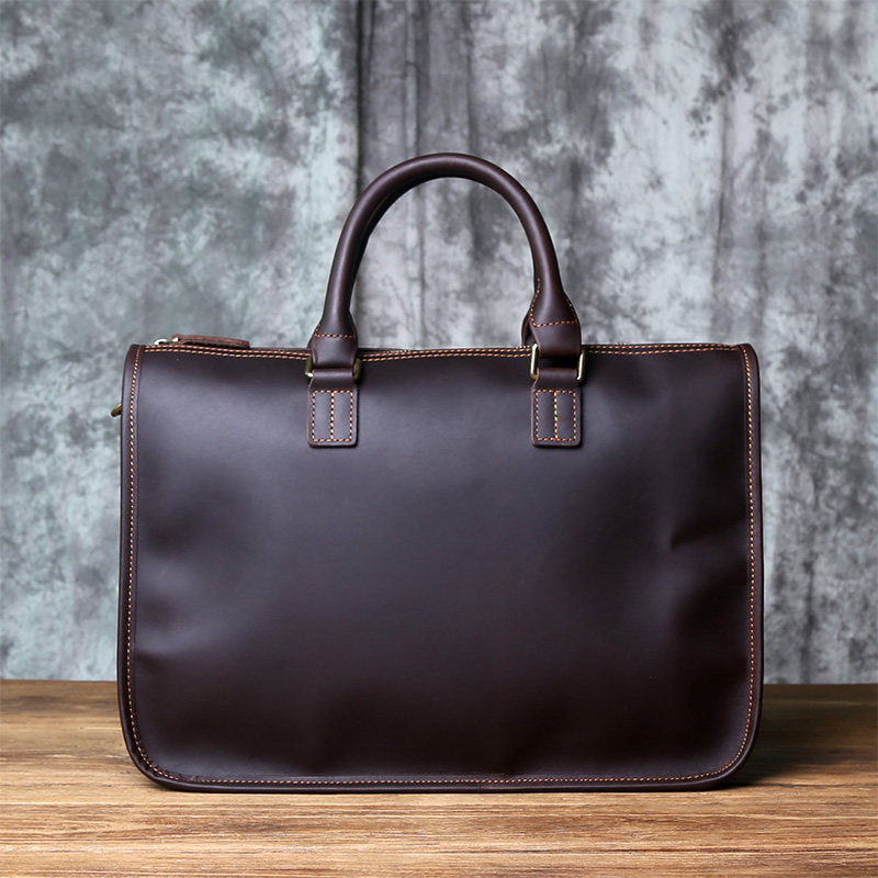 Crazy Horse Leather Laptop Briefcase – Vintage Business Office Messenger Bag